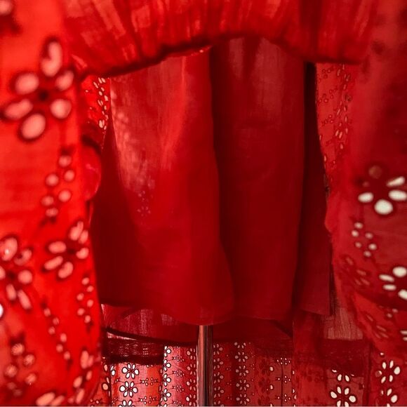 Free People Mockingbird Burnt Red Midi Dress tiered style size small NwOT - Picture 12 of 15